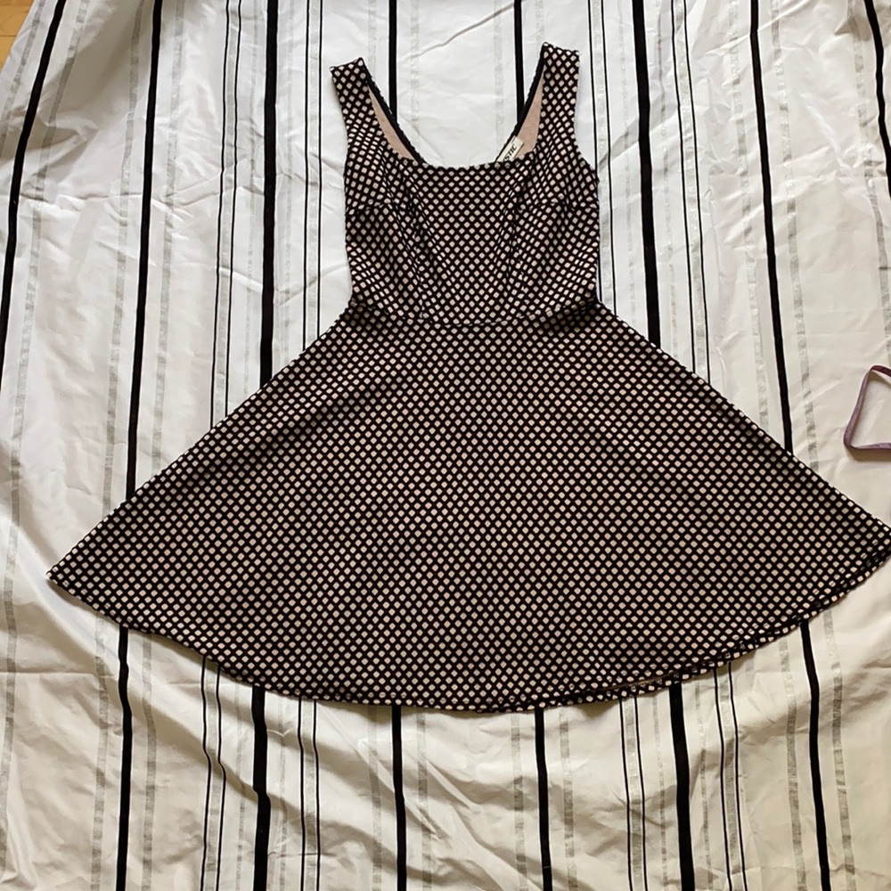 Black & Beige Fishnet Style Dress